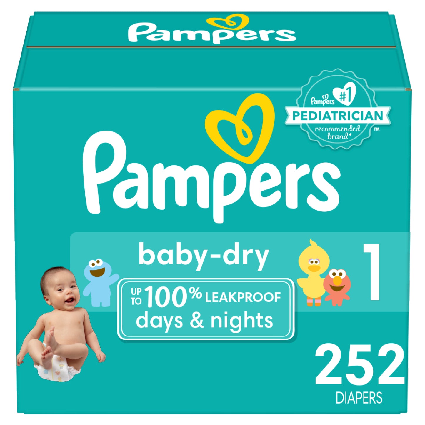 Pampers Baby Dry Extra Protection Diapers, Size 1, 252 Count