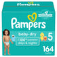 Diapers Size 5, 164 Count - Pampers Baby Dry Disposable Baby Diapers