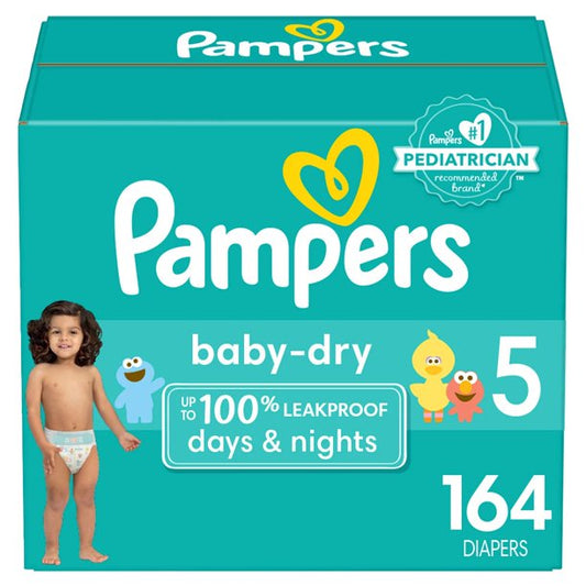 Diapers Size 5, 164 Count - Pampers Baby Dry Disposable Baby Diapers