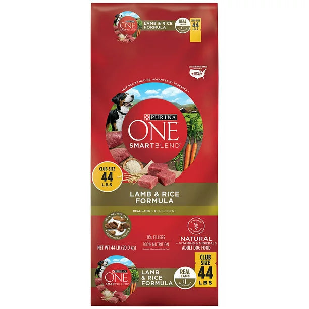 Purina ONE SmartBlend Adult Dry Dog Food, Natural Lamb and Rice Formula (44 lbs.)