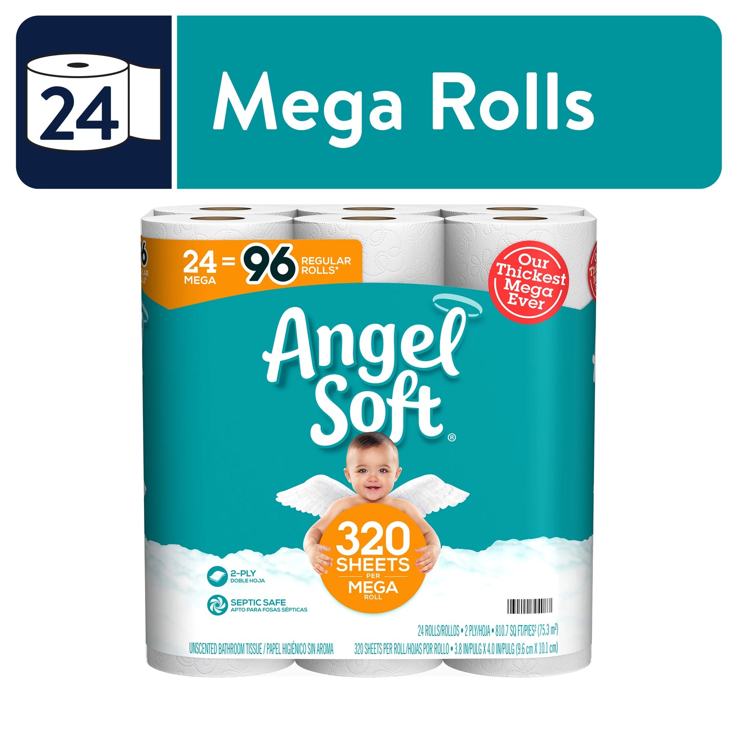 Angel Soft Toilet Paper, 24 Mega Rolls