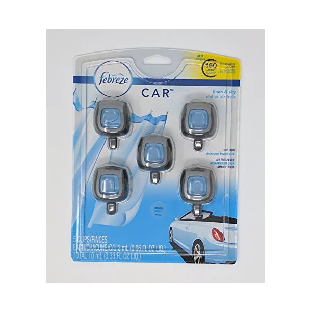 Febreze Car Air Freshener Vent Clips, Linen & Sky (5 ct.)