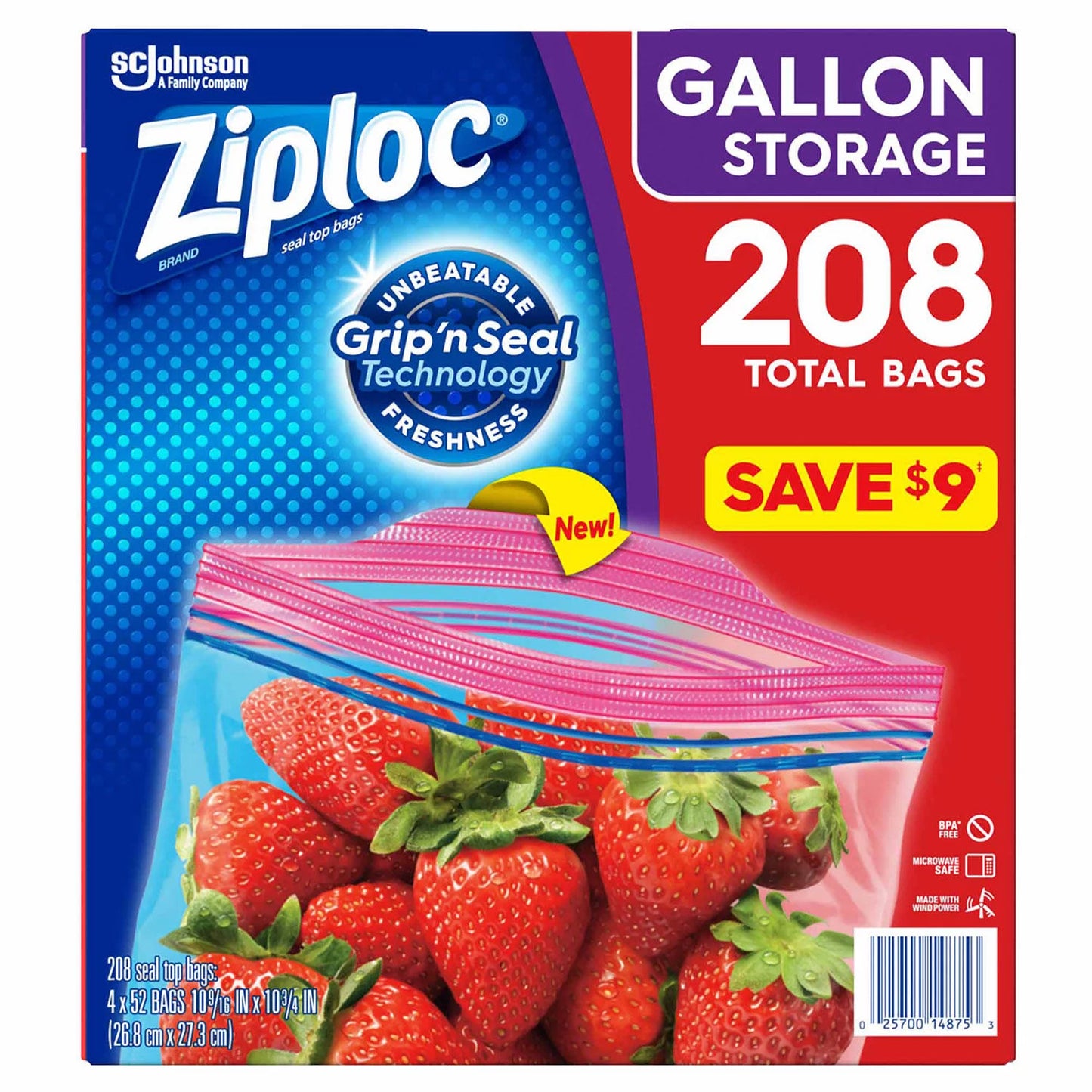 Ziploc Easy Open Tabs Storage Gallon Bags (208 ct.)