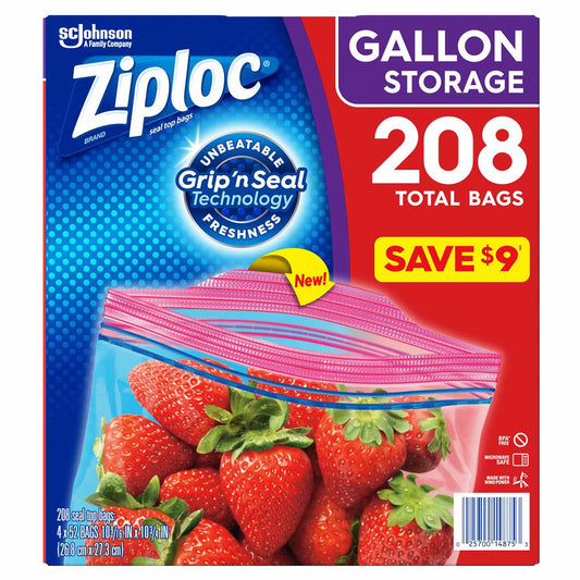 Ziploc Easy Open Tabs Storage Gallon Bags (208 ct.)