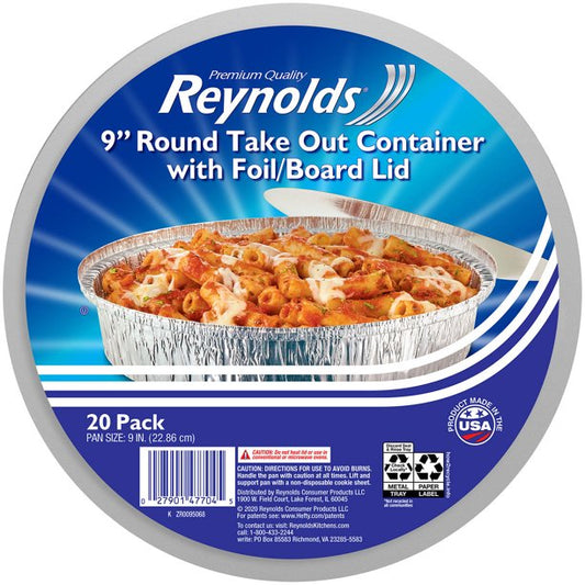 Reynolds 9" Round Foil Take Out Containers with Lids (20 ct.)