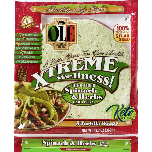 Ole Xtreme Wellness Spinach and Herbs Wrap (25.4 oz.,16 ct.)