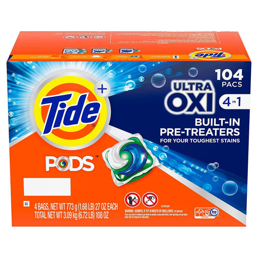 Tide PODS + Ultra Oxi Liquid Detergent Pacs (104 pacs)