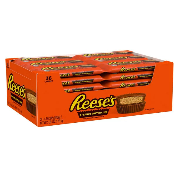 REESE'S Milk Chocolate Peanut Butter Cups Candy, Bulk, Christmas, Packs (1.5 oz., 36 ct.)