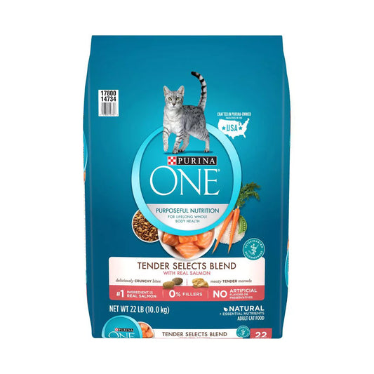 Purina ONE Tender Selects Blend With Real Salmon Natural Dry Cat Food, 22 lb.