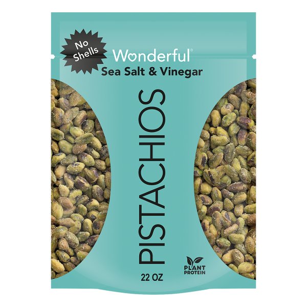 Wonderful Pistachios, No Shells, Sea Salt & Vinegar Flavored Nuts (22 oz.)