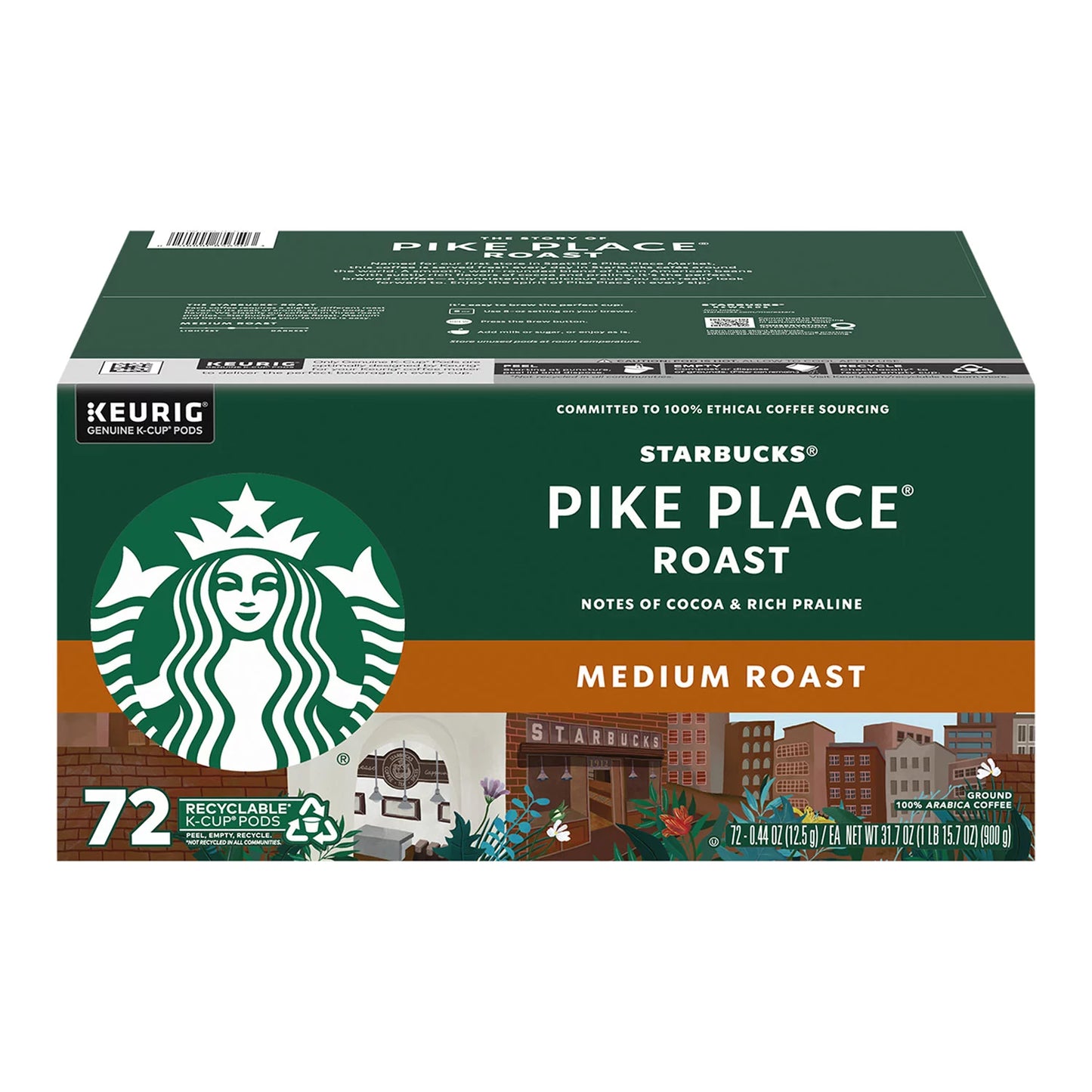 Starbucks Pike Place K-Cups, Medium Roast (72 ct.)