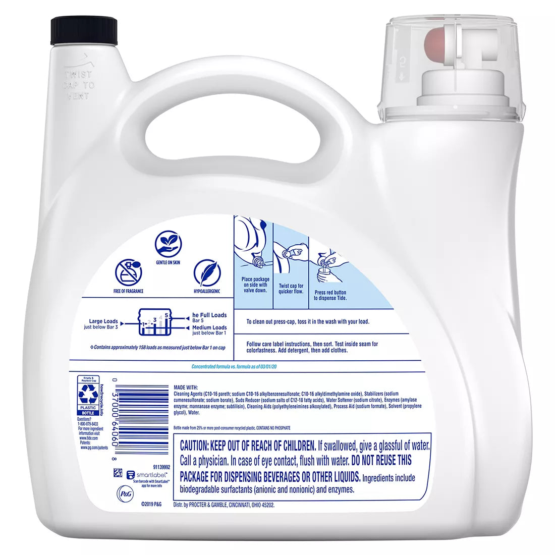 Tide Free and Gentle Liquid Laundry Detergent, 208 fl. Oz.