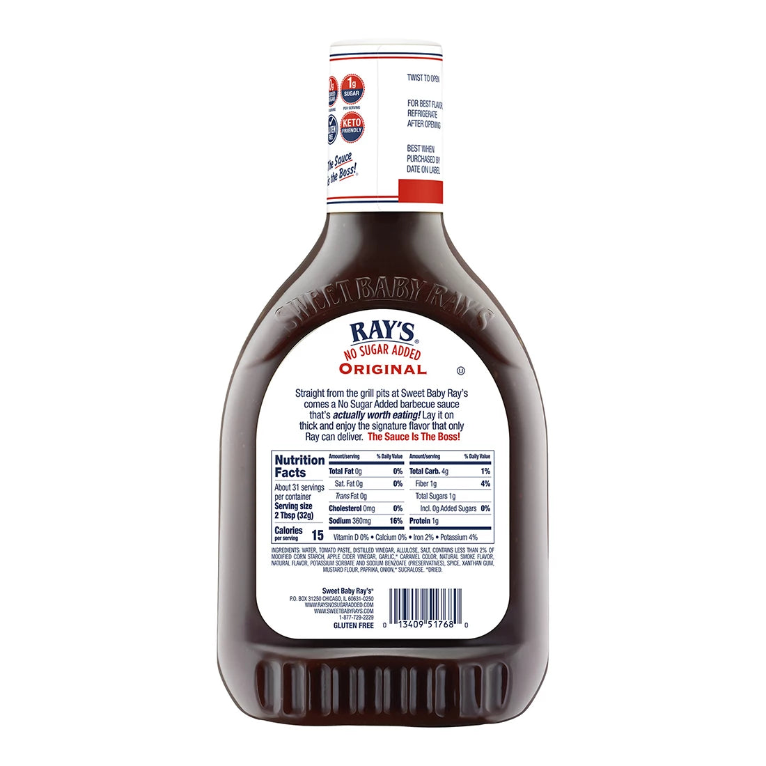 Ray's No Sugar Added Original Barbecue Sauce, 36 oz.