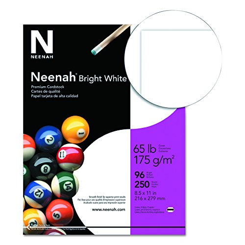 Neenah Bright White Premium Cardstock, 8.5" x 11", 65 lb/176 gsm, White, 96 Brightness, 250 Sheets