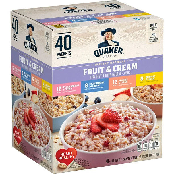 Quaker Fruit and Cream Instant Oatmeal, 40 ct.