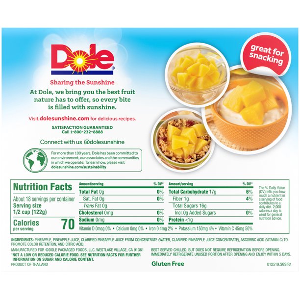 Dole Pineapple Chunks (20 oz., 4 ct.)