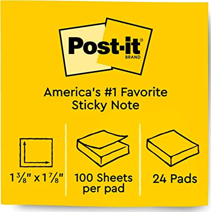 Post-it Notes Original Pads in Marseille Colors, Value Pack, 1-1/2"x2"x24/PK, 24/Pack