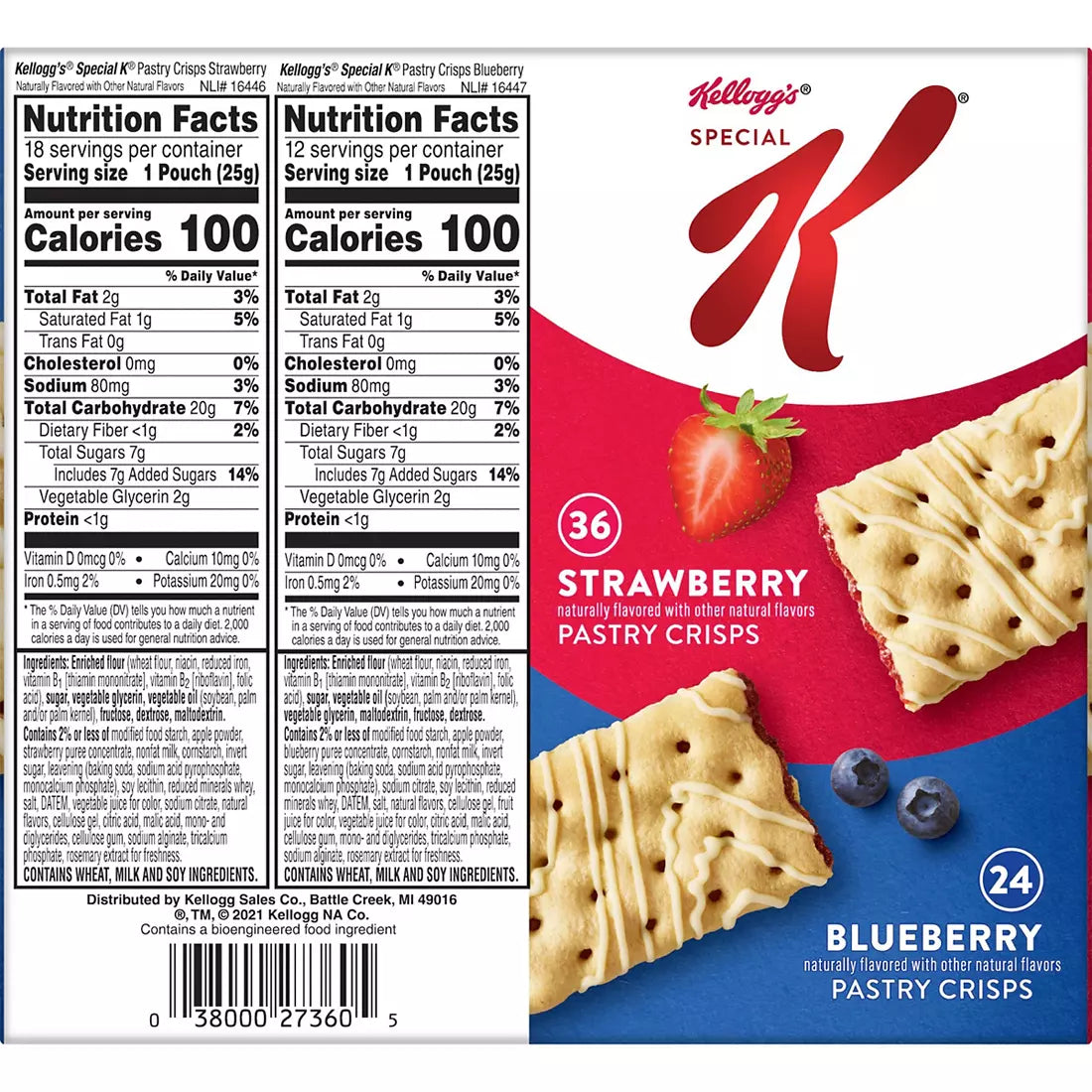 Kellogg's Special K Pastry Crisps, Breakfast Bars, 100 Calorie Snacks, Variety Pack, 60 Crisps Box, 26.4 oz.