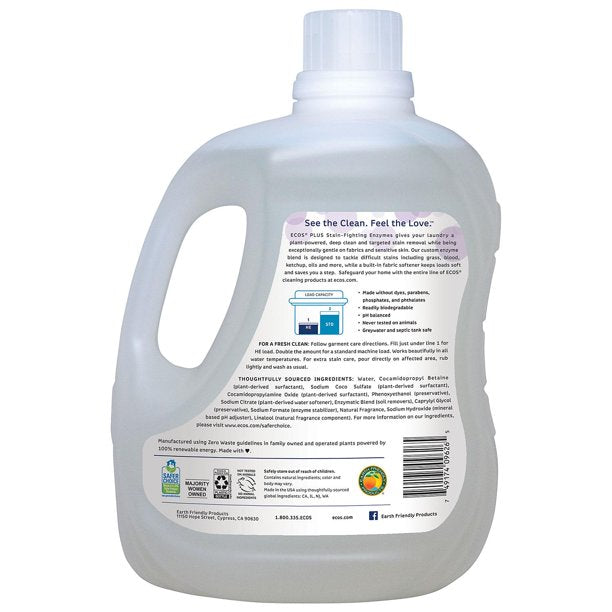 ECOS Hypoallergenic Liquid Laundry Detergent + Enzymes, Lavender Scent (230 loads, 210 fl. oz.)