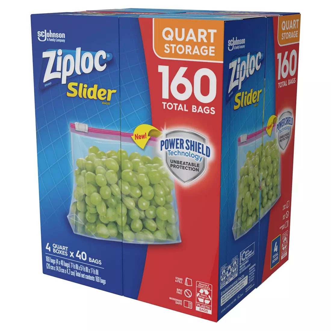 Ziploc 1-Qt. Slider Storage Bags, 160 pk.