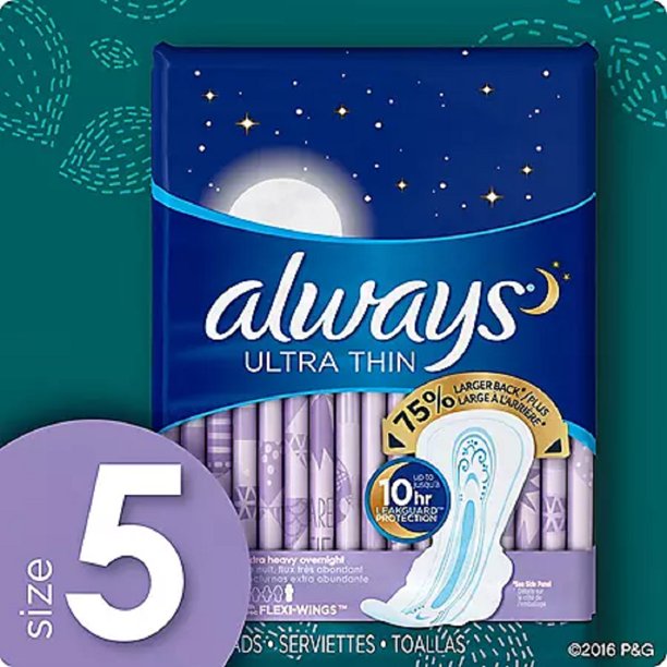 Always Ultra Thin Overnight Pads, Unscented - Size 5 (72 ct.)