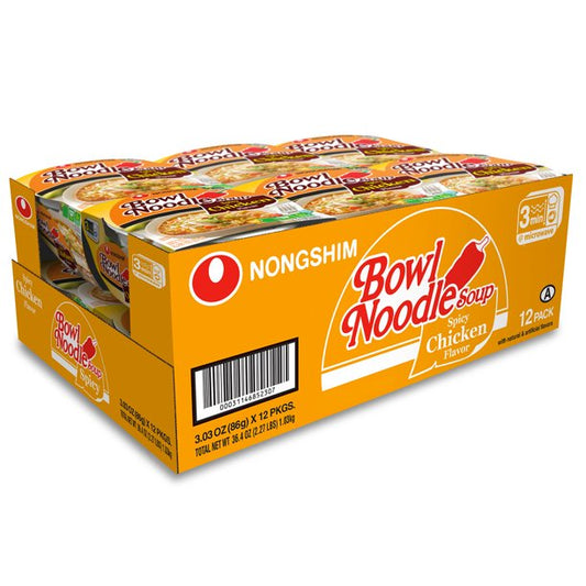 Nongshim Bowl Noodle Soup, Spicy Chicken (3.03 oz., 12 pk.)