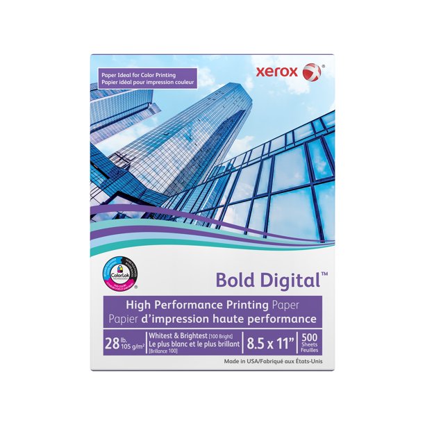 Xerox Bold Digital Printing Paper, 8 1/2 x 11, White, 500 Sheets