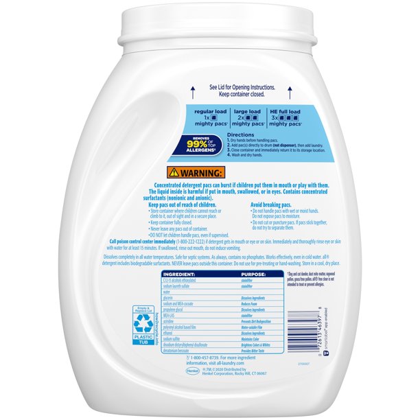 all Mighty Pacs Laundry Detergent, Free Clear for Sensitive Skin (120 ct.)