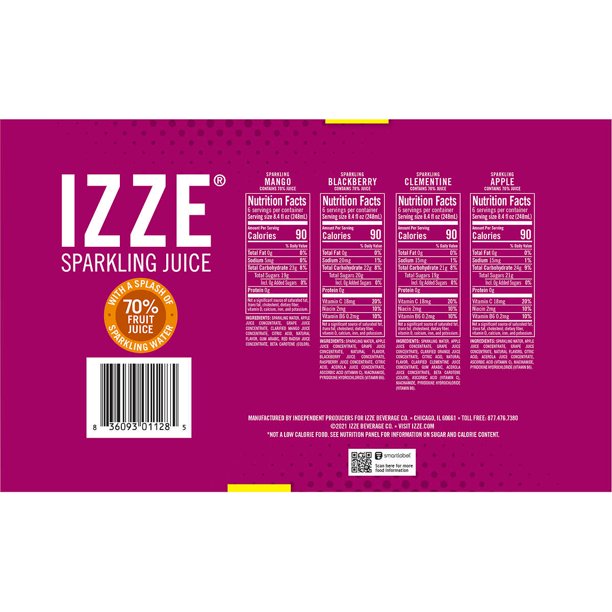 IZZE Sparkling Juice Variety Pack (8.4 fl. oz., 24 pk.)