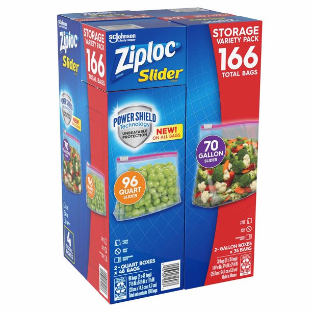 Ziploc Slider Storage Bags Variety Pack: Quart (96 ct.), Gallon (70 ct.)