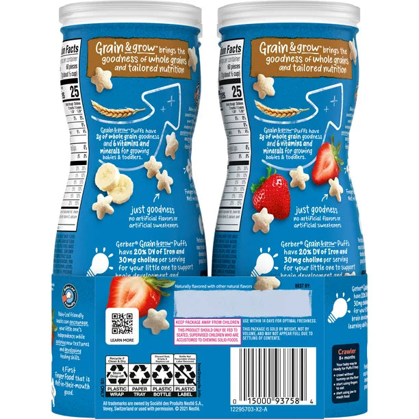 Gerber Graduates Puffs Cereal Snack Variety Pack (1.48 oz., 8 ct.)