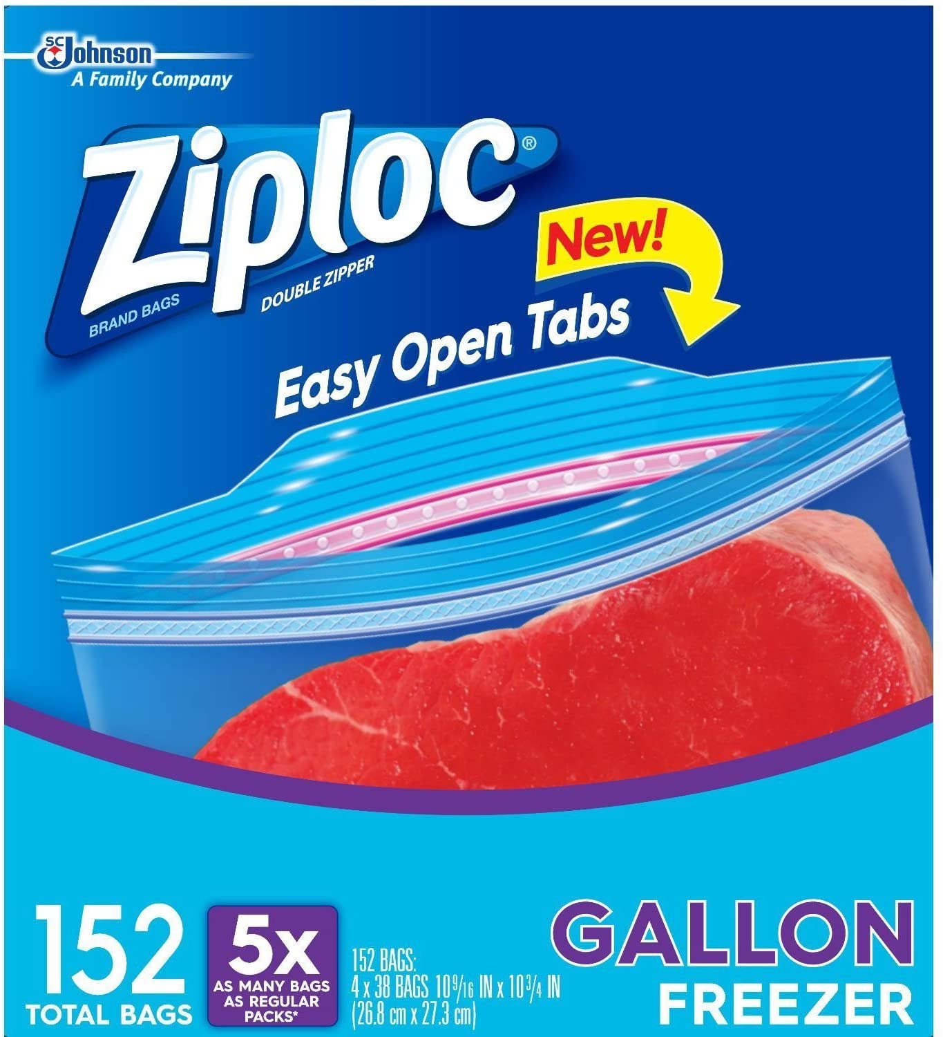 Ziploc Easy Open Tabs Freezer Gallon Bags (152 ct.)