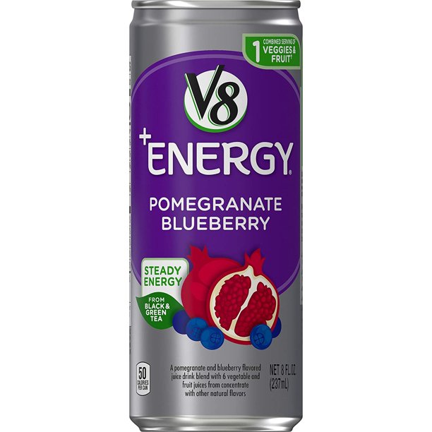 V8 +Energy, Healthy Energy Drink, Natural Energy from Tea, Pomegranate Blueberry (8 fl. oz., 24 pk.)