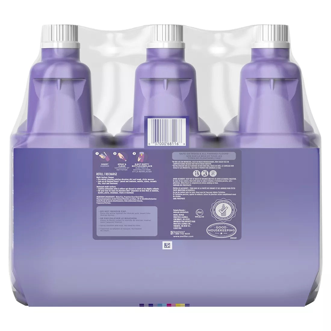 Swiffer WetJet Multi-purpose Floor Cleaner Solution, Febreze Lavender Vanilla and Comfort Scent, 3 ct./1.25L