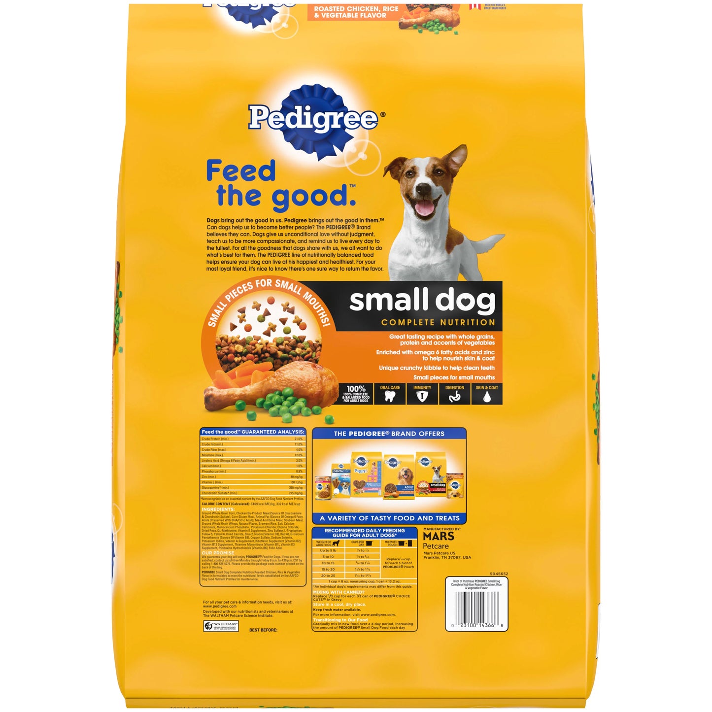 Pedigree Complete Nutrition Chicken, Rice & Vegetable Flavor Dry Dog Food for Small Adult Dog, 14 lb. Bag