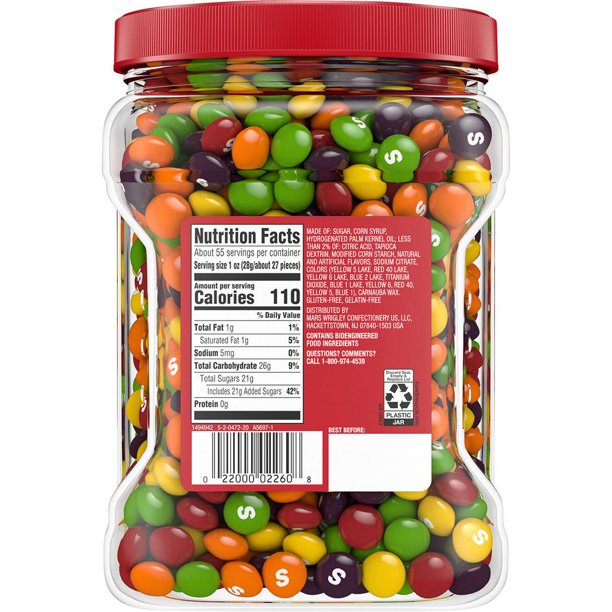 Skittles Chewy Candy Bulk Jar, Original Fruity Candy, 54 oz.