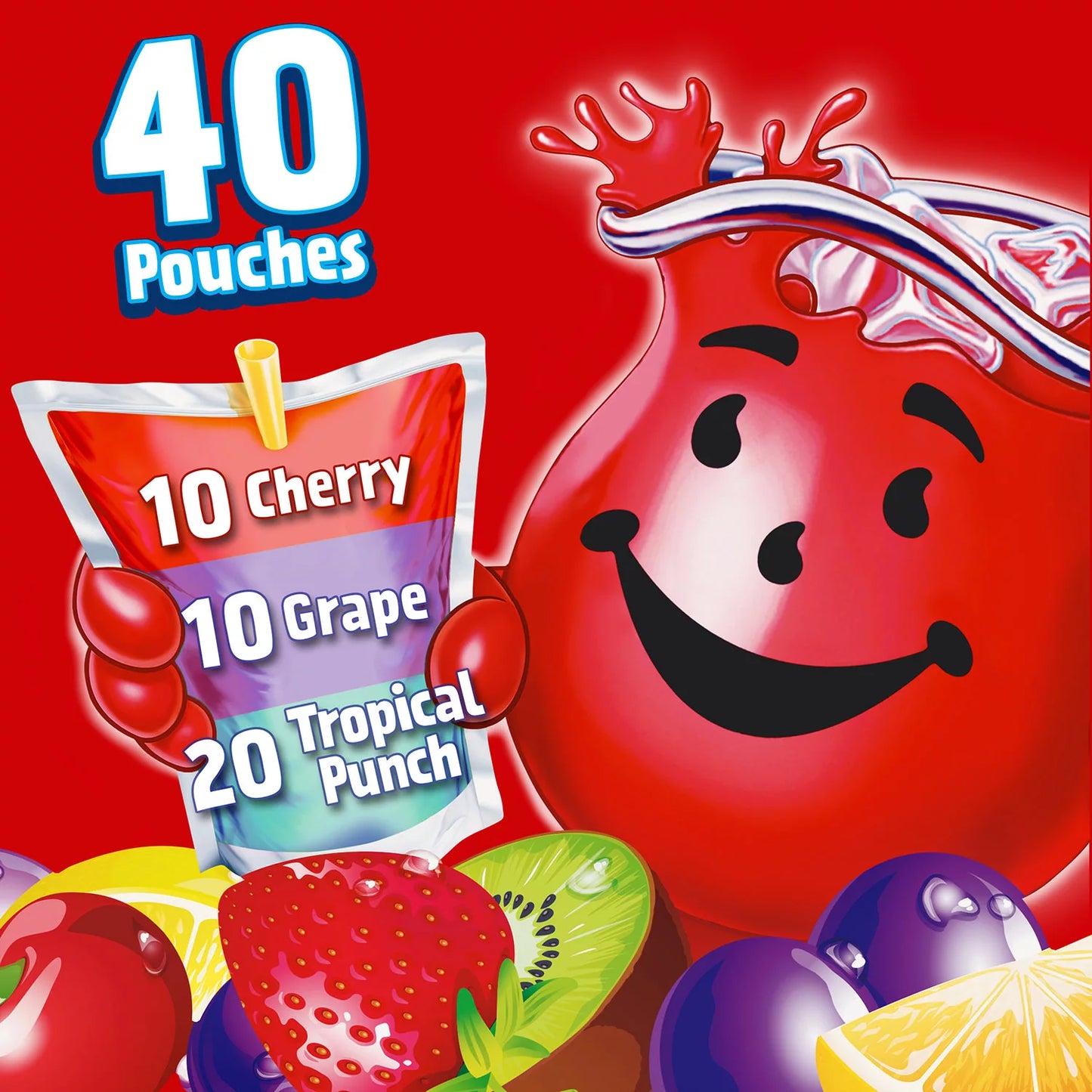 Kool-Aid Jammers Tropical Punch, Grape and Cherry Artificially Flavored Soft Drink Variety Pack (6 fl. oz., 40 pk.)