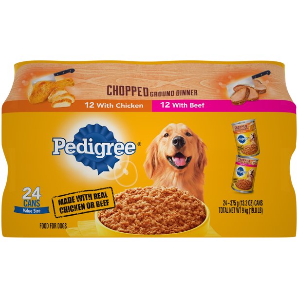 Pedigree Beef & Chicken Flavor Wet Dog Food Variety Pack for Adult, 13.2 oz. Cans (24 Count)