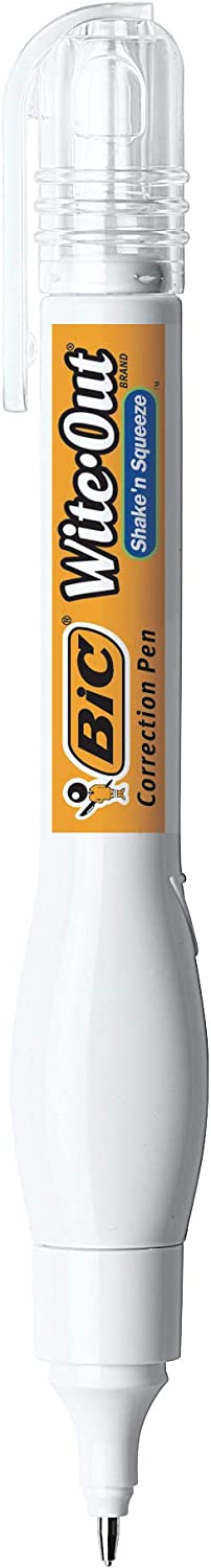 BIC Wite-Out Shake 'n Squeeze Correction Pen, 8 ml, White, 4pk.