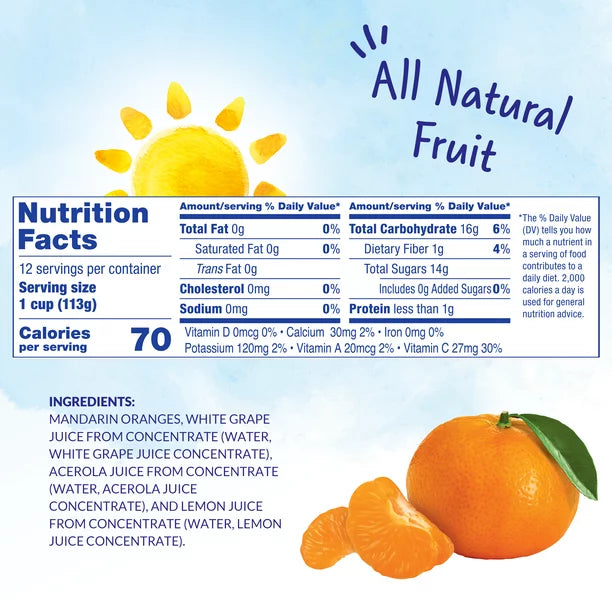 Dole Mandarin Oranges in 100% Fruit Juice (4 oz., 16 pk.)