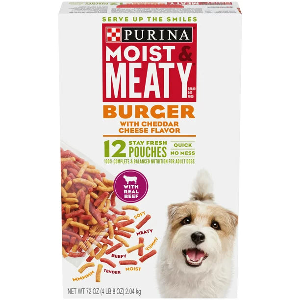 Purina Moist & Meaty Dog Food, Burger with Cheddar Cheese Flavor (6 oz., 60 ct.)