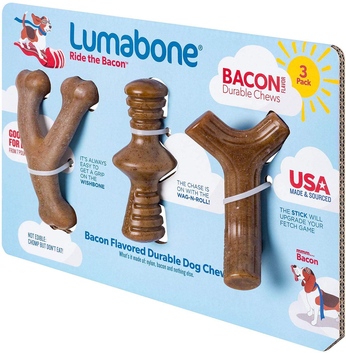 Lumabone Durable Chew Toys, Bacon Flavored (3 pk.)
