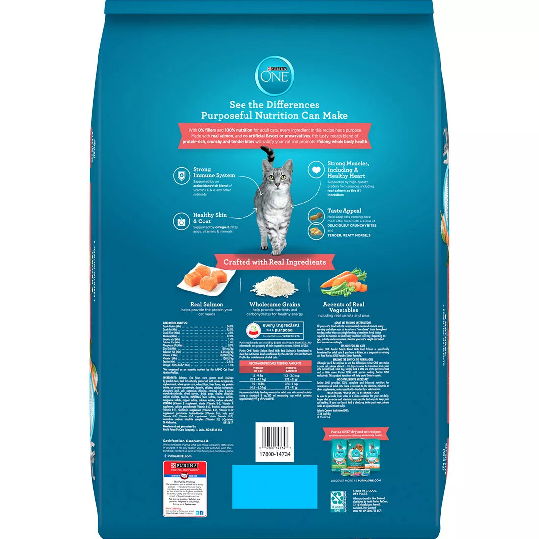 Purina ONE Tender Selects Blend With Real Salmon Natural Dry Cat Food, 22 lb.