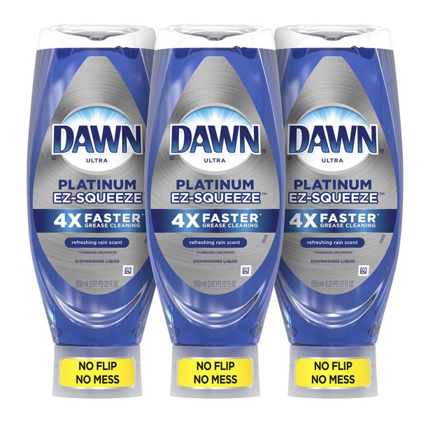 Dawn EZ-Squeeze Platinum Dishwashing Liquid Dish Soap, Refreshing Rain Scent (22 fl. oz., 3 pk.)