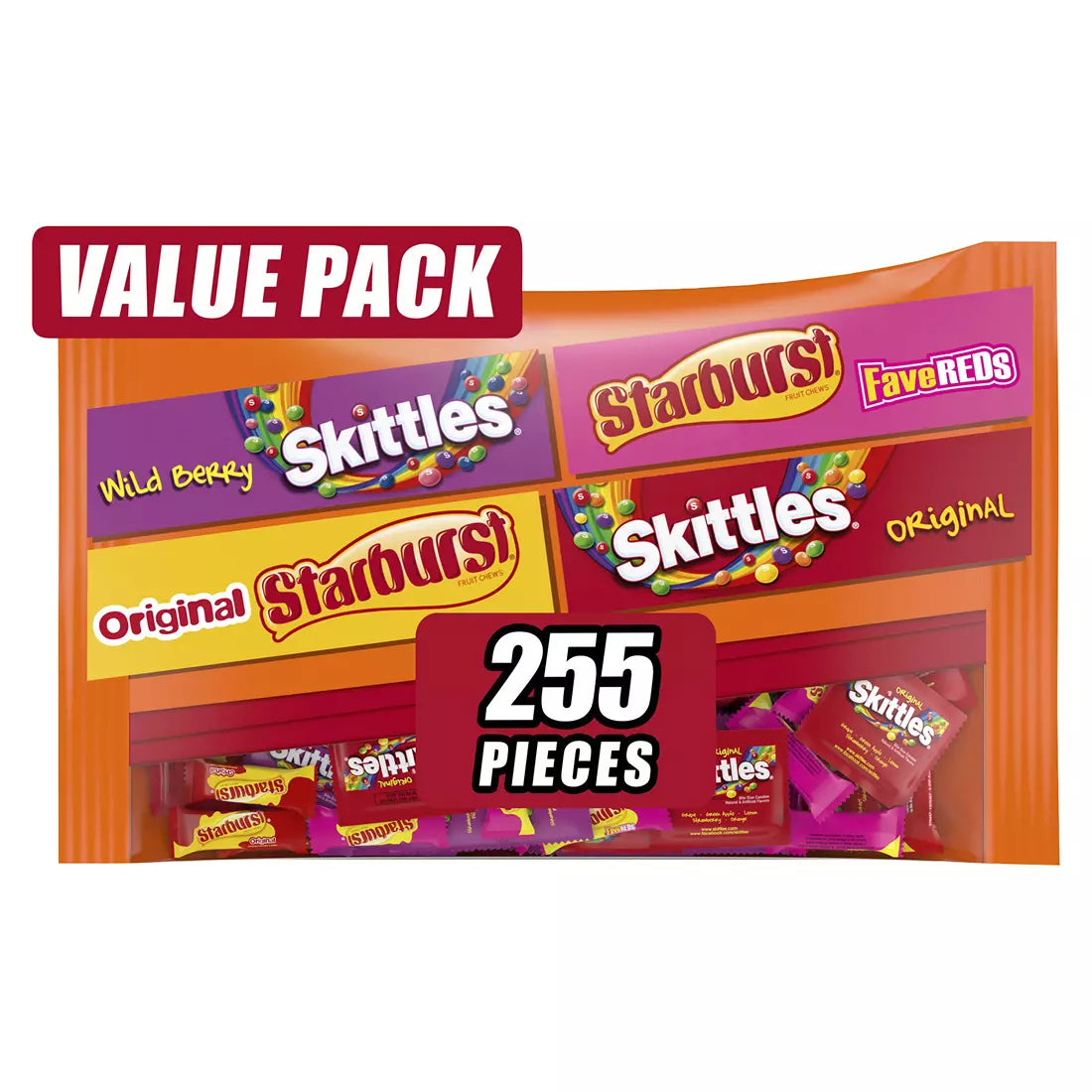 Starburst & Skittles Chewy Candy Assorted Bulk Variety Pack 255 ct., 6.5lbs