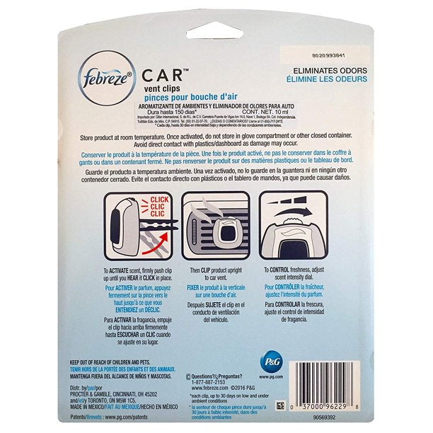 Febreze Car Air Freshener Vent Clips, Linen & Sky (5 ct.)