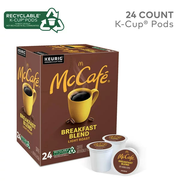 McCafe, Breakfast Blend Light Roast K-Cup Coffee Pods, 24 Count