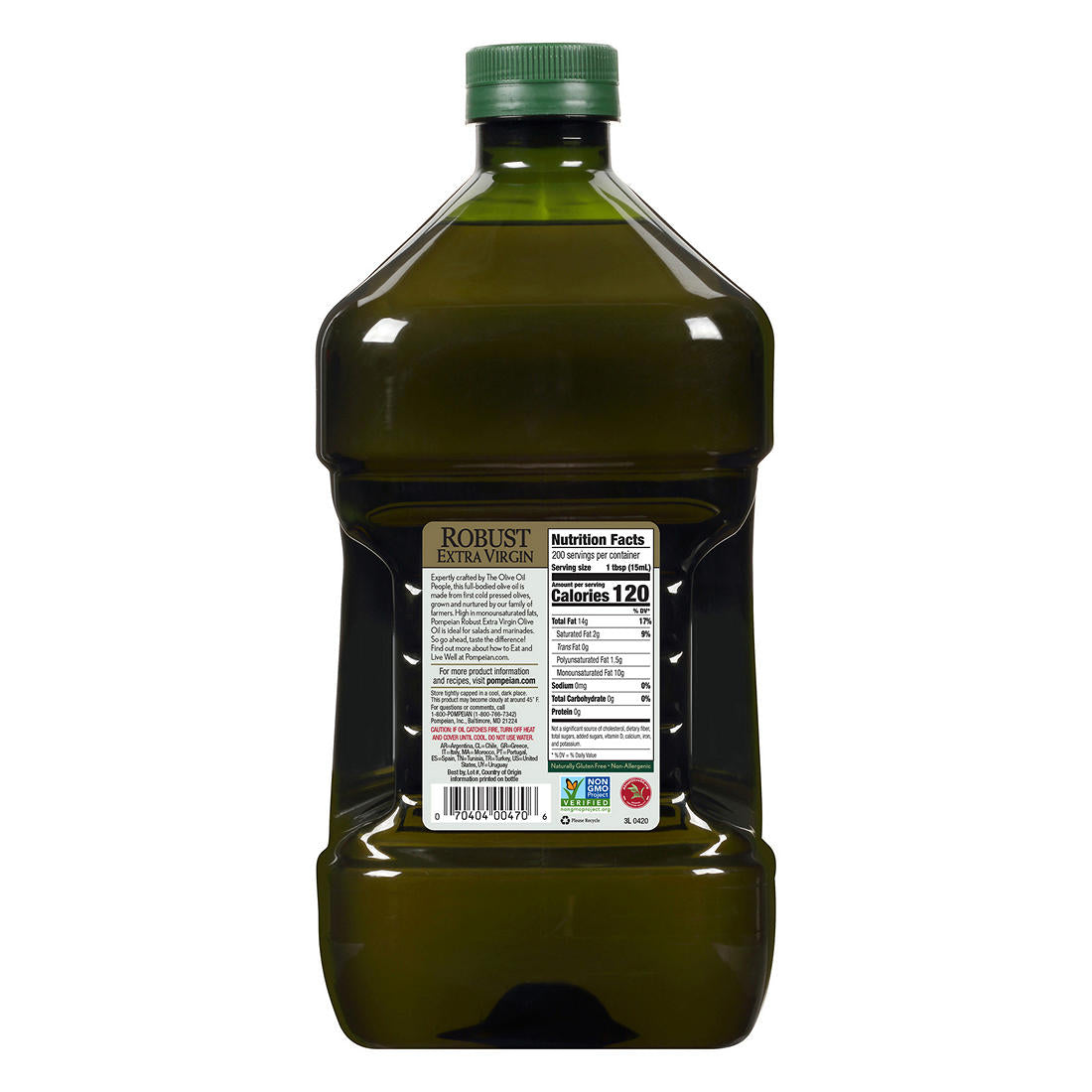 Pompeian Robust Extra Virgin Olive Oil, First Cold Pressed, Full-Bodied Flavor, 101 fl. oz.