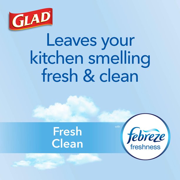 Glad Small Twist-Tie White Trash Bags, Fresh Clean Scent with Febreze Freshness (4 gal., 156 ct.)