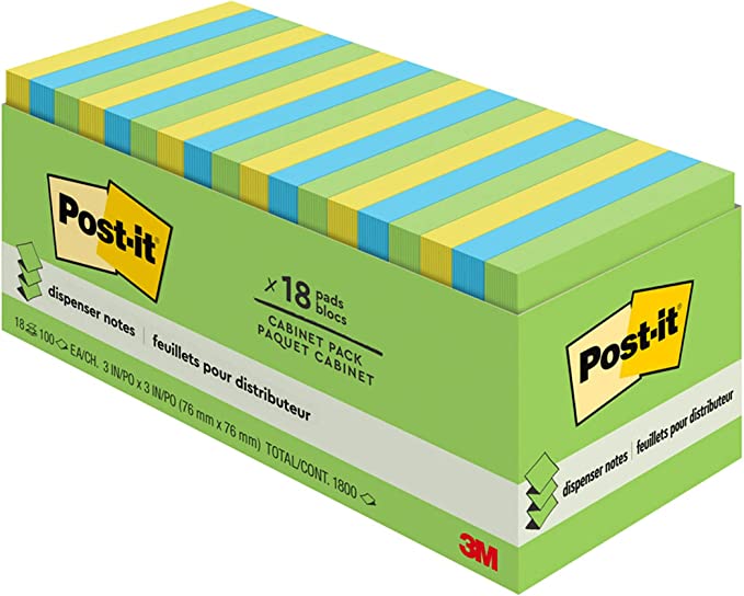 Post-it Pop-up Notes - Original Pop-up Refill, 3 x 3, Jaipur, 100/Pad - 18 Pads/Pack